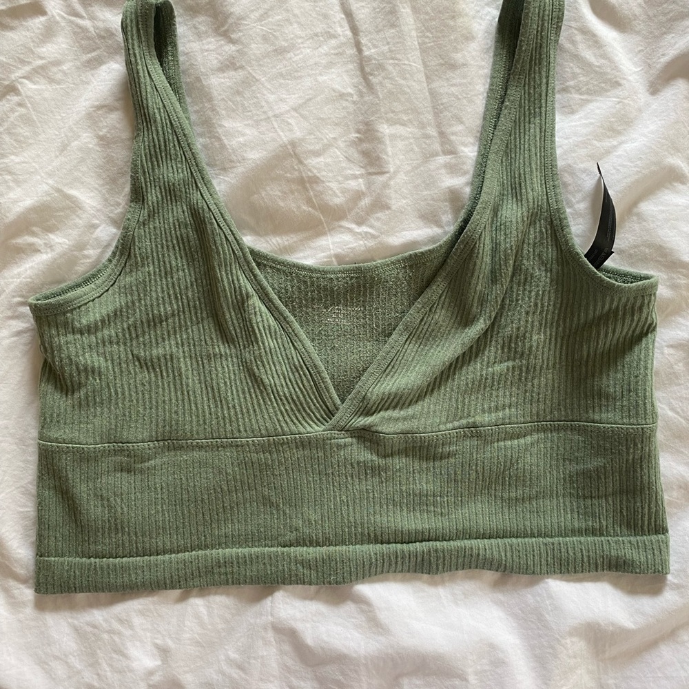 Out From Under Drew Seamless Surplice Sage Bra Top